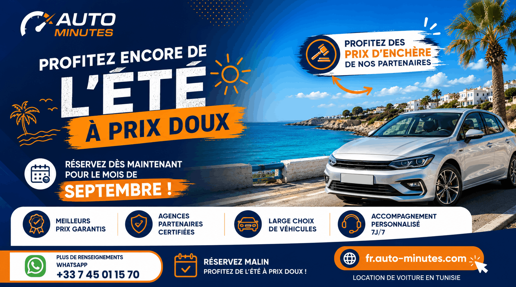 Location de voiture en septembre en Tunisie : profitez de l’été à prix doux avec Auto Minutes