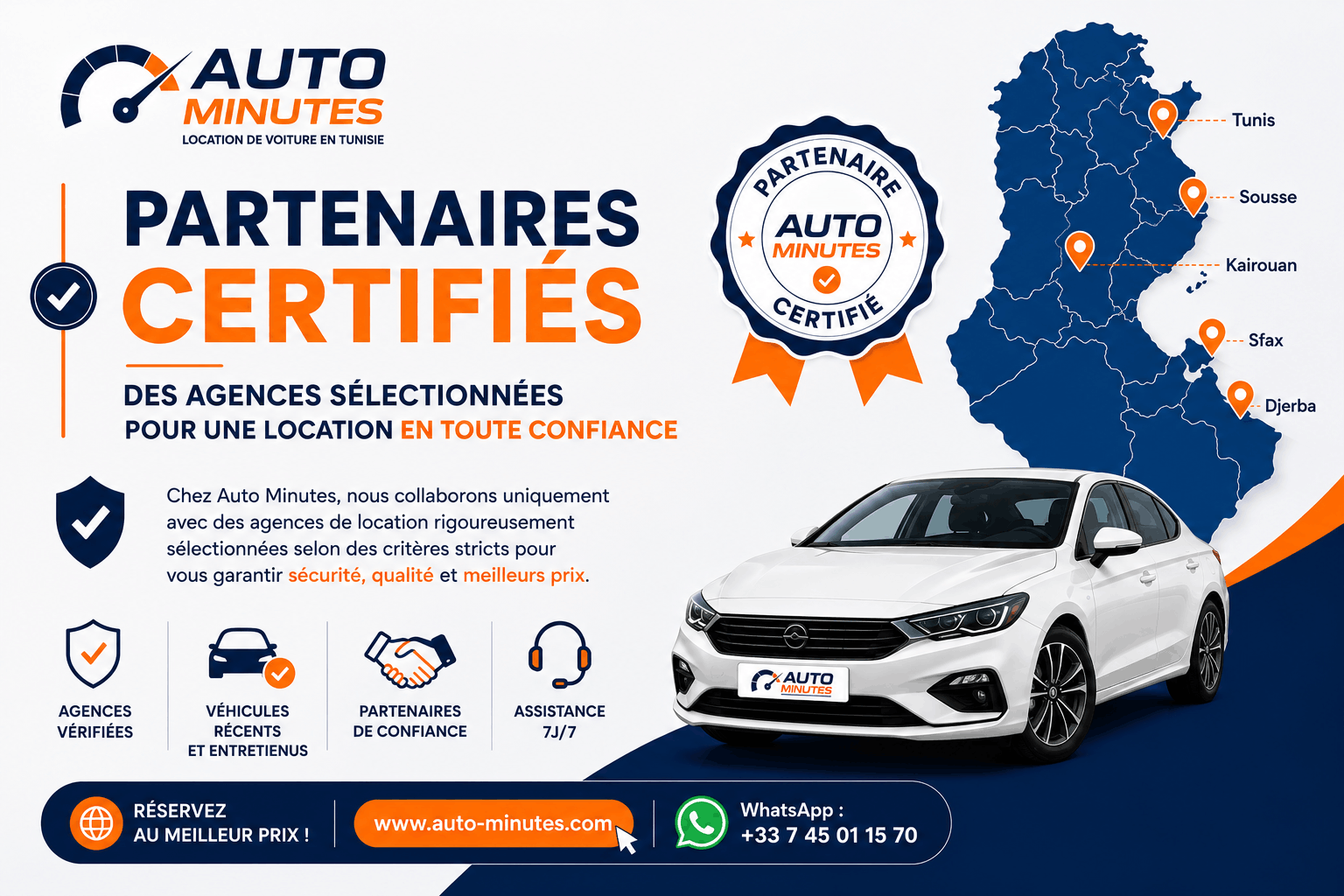 Partenaires certifiés Auto Minutes : comment nous sélectionnons pour vous les agences de location en Tunisie